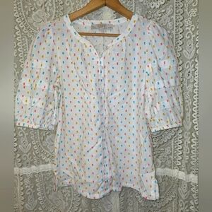 LOFT Women's White Multicolor Top